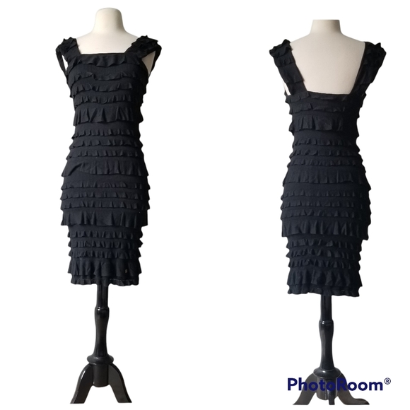 Tt Collection Black Ruffle Detail Knit Dress 3 - Picture 2 of 10
